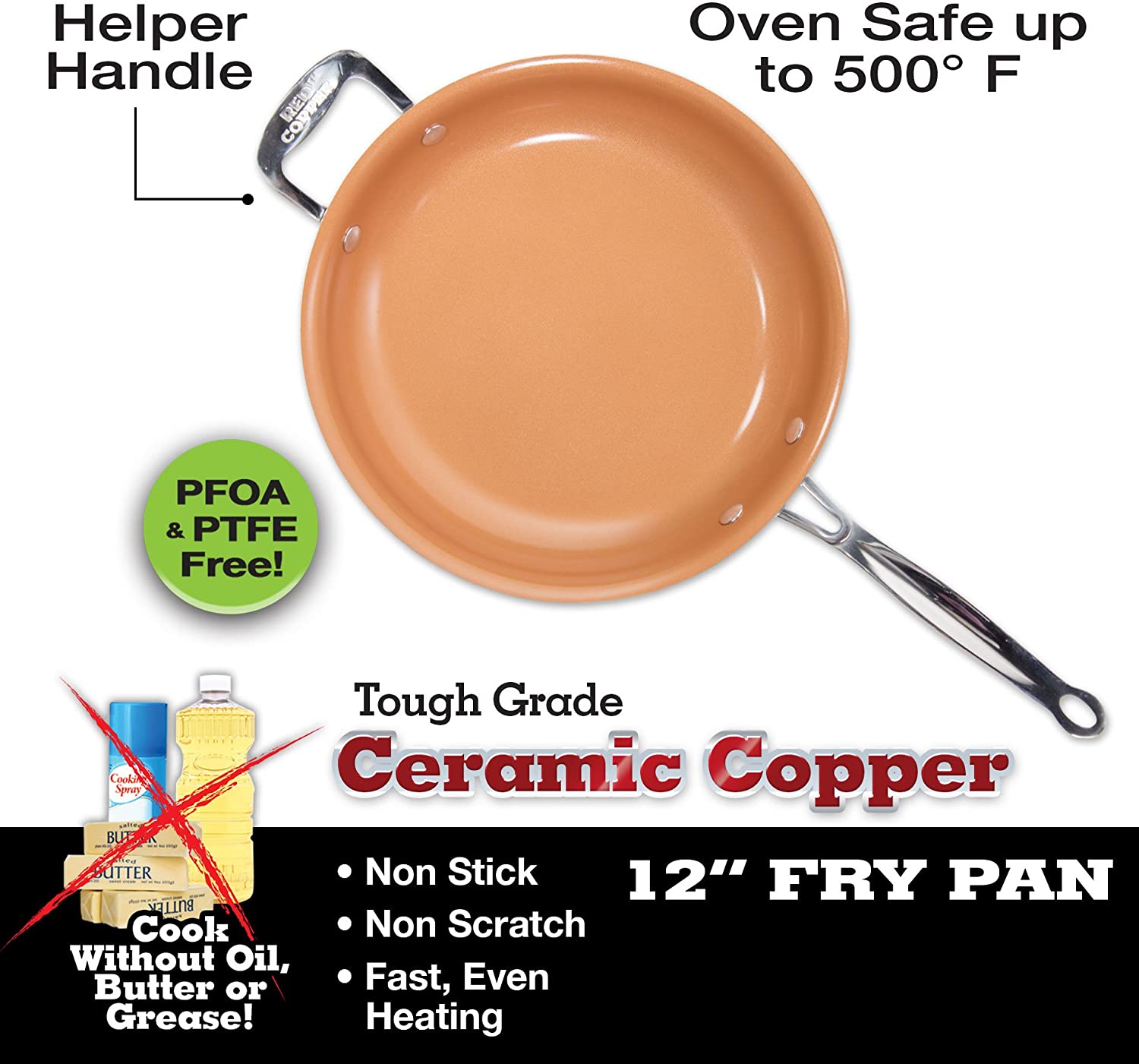 Red Copper 12 Inch Ceramic Copper Infused Non Stick Fry Pan Todd Bosley s World Famous